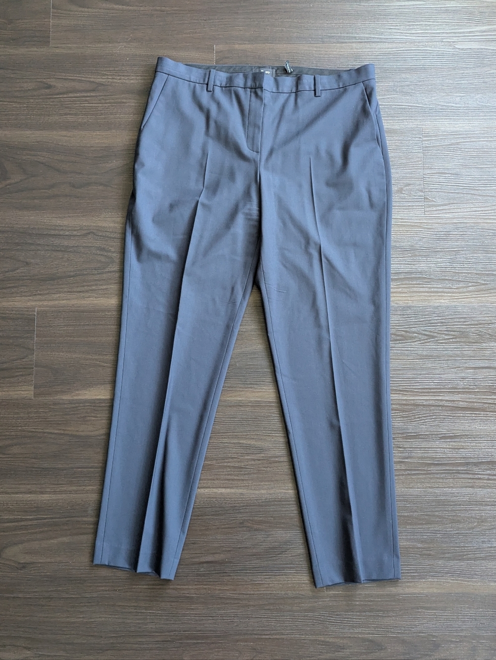 Theory Navy Blue Tailored Dress Pants Size 12 Professional Straight Leg Trousers